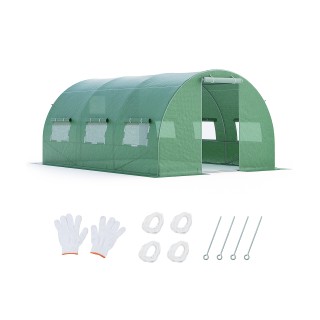 Costway Μεταλλικό Θερμοκήπιο 12m² με 6 Ανοιγόμενα Παράθυρα - Πράσιν...