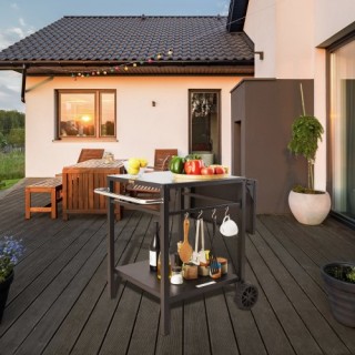 Φορητό Τραπέζι Ψησταριάς VEVOR με Ρόδες και Διπλό Ράφι  JSHWBCTC556...