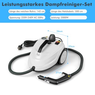 Costway Φορητός Ατμοκαθαριστής 2000W, Πολυλειτουργικός με 15 Εξαρτή...