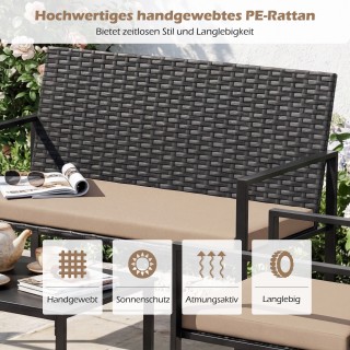 Costway Σετ κήπου 4 τεμαχίων από ρατάν με πολυθρόνες, διθέσιο καναπ...