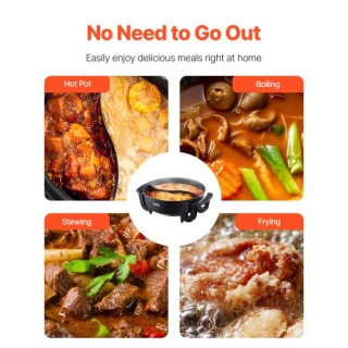 VEVOR Ηλεκτρική Κατσαρόλα 5L με Διαχωριστικό και Γυάλινο Καπάκι ZDD...