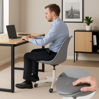 Shally Dogan Εργονομική Γκρι Καρέκλα Γραφείου με Ρόδες για Στούντιο... Shally Dogan Εργονομική Γκρι Καρέκλα Γραφείου με Ρόδες για Στούντιο...