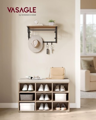 Πάγκος Παπουτσιών VASAGLE με Κάθισμα και Ράφια, Καφέ 30.3x78.5x48 ε...