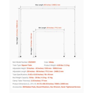 VEVOR Ρυθμιζόμενη Βάση Ράβδου με Σφιγκτήρες για Πάρτι 28-98 ίντσες ... VEVOR Ρυθμιζόμενη Βάση Ράβδου με Σφιγκτήρες για Πάρτι 28-98 ίντσες ...