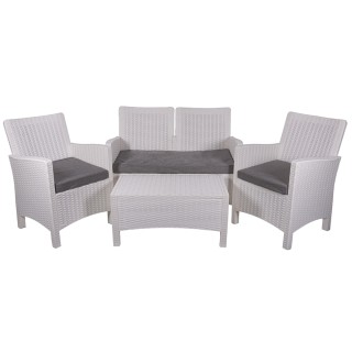 Galileo Σετ κήπου 4 θέσεων με γκρι μαξιλάρια από πλαστικό PP με όψη...