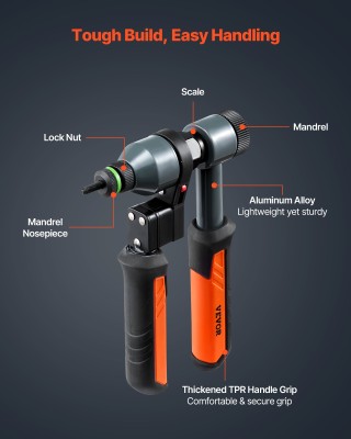 VEVOR Σετ Εργαλείων Πριτσινιών, Καρυδάκι, 210 mm, με 10 Αντάπτορες ...