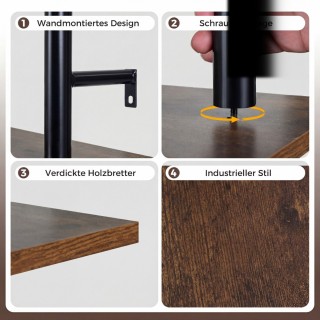 Costway Επιτοίχιο Πλωτό Ράφι Σωλήνα 3 Επιπέδων με 4 Γάντζους S, 80,... Costway Επιτοίχιο Πλωτό Ράφι Σωλήνα 3 Επιπέδων με 4 Γάντζους S, 80,...