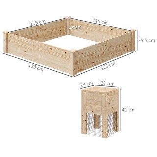 Outsunny Εξωτερική Ζαρντινιέρα από Ξύλο Έλατου με Κομποστοποιητή κα...