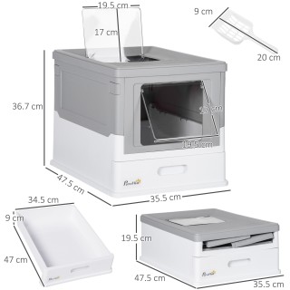 PawHut 2 Door PP Κλειστό κουτί απορριμμάτων γατών με σέσουλα και αφ... PawHut 2 Door PP Κλειστό κουτί απορριμμάτων γατών με σέσουλα και αφ...