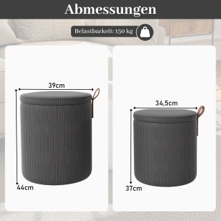 Costway Σετ 2 Στρογγυλών Υποποδίων με Χώρο Αποθήκευσης και Αφαιρούμ...