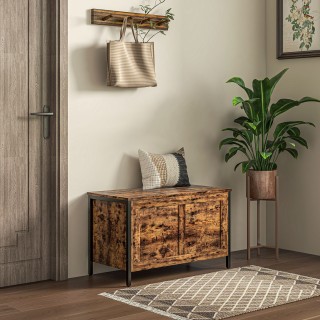 HOMCOM Ξύλινο Μπαούλο 95L Βιομηχανικού Στυλ με Καπάκι και Ασφαλή Με... HOMCOM Ξύλινο Μπαούλο 95L Βιομηχανικού Στυλ με Καπάκι και Ασφαλή Με...