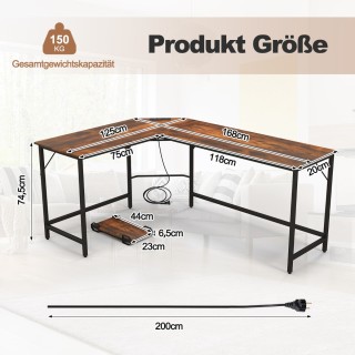 Γραφείο Υπολογιστή σε Σχήμα L με Ενσωματωμένες Πρίζες και USB Θύρες... Γραφείο Υπολογιστή σε Σχήμα L με Ενσωματωμένες Πρίζες και USB Θύρες...