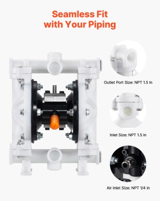 VEVOR Αντλία Διπλού Διαφράγματος Αέρα, 16.66 LPM, Πολυπροπυλενίου, ...