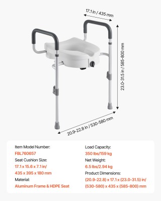 VEVOR Ανυψωτικό Καθιστικό Τουαλέτας με Λαβές για Ηλικιωμένους και Ά... VEVOR Ανυψωτικό Καθιστικό Τουαλέτας με Λαβές για Ηλικιωμένους και Ά...