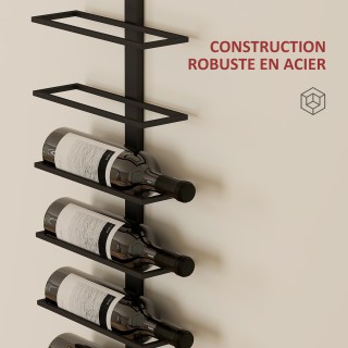 HOMCOM  Επιτοίχια θήκη μπουκαλιών με 10 ράφια από μαύρο ατσάλι για ...