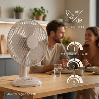 BAKAJI Επιτραπέζιος Ανεμιστήρας Διαμέτρου 30cm, Ισχύς 35W, Χρώμα Σα...