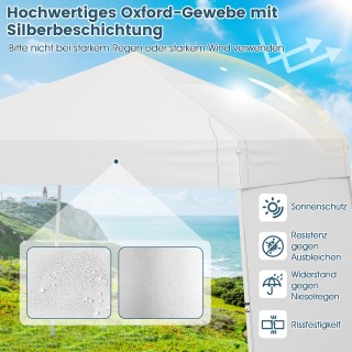 Costway Λευκή Πτυσσόμενη Τέντα 430 x 280 εκ με Μετατρέψιμες Πλευρές...