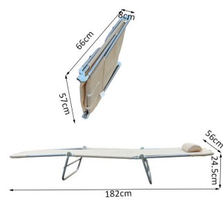 Πτυσσόμενη Ξαπλώστρα Κήπου με Μαξιλάρι 182 x 56 x 24.5 cm Χρώματος ...