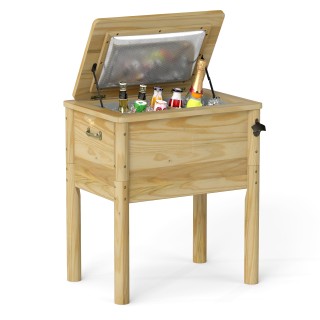 Costway Ξύλινος Ψύκτης 51L με Φιάλες & Ανοιχτήρι NP12567NA