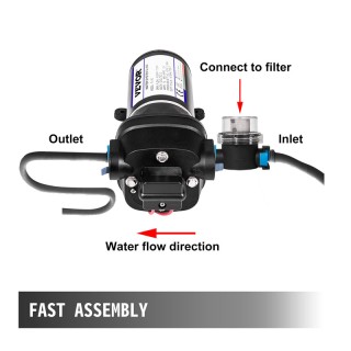 Αυτόματη Αντλία Νερού Διαφράγματος Υψηλής Πίεσης 40 PSI 12V VEVOR F... Αυτόματη Αντλία Νερού Διαφράγματος Υψηλής Πίεσης 40 PSI 12V VEVOR F...