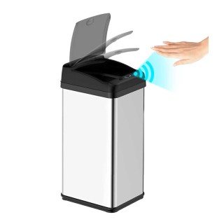 Αυτόματος Κάδος Απορριμμάτων από Ανοξείδωτο Ατσάλι 48 Lt με Υπέρυθρ...
