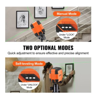 Αυτορυθμιζόμενο Αλφάδι Λέιζερ Σταυρού Πράσινης Δέσμης 15 m VEVOR XJ...