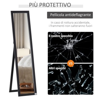 Καθρέφτης δαπέδου και τοίχου HOMCOM με πτυσσόμενη στήριξη και πλαίσ...