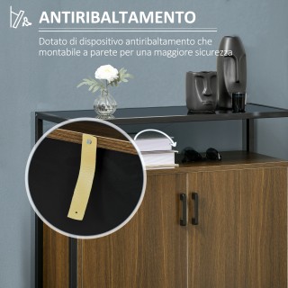 HOMCOM Ντουλάπι με Δύο Πόρτες από MDF με Κορυφή σε Tempered Glass, ...