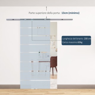 Συρόμενη πόρτα Homcom από παγωμένο γυαλί με διάφανες λωρίδες με ράγ... Συρόμενη πόρτα Homcom από παγωμένο γυαλί με διάφανες λωρίδες με ράγ...