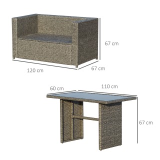 Σετ επίπλων κήπου Outsunny 3 τεμαχίων με 2 καναπέδες με μαξιλάρια κ... Σετ επίπλων κήπου Outsunny 3 τεμαχίων με 2 καναπέδες με μαξιλάρια κ...