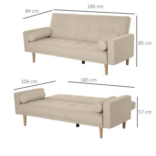 Τριθέσιος καναπές-κρεβάτι Homcom με ρυθμιζόμενη πλάτη σε 3 επίπεδα ...