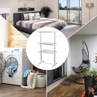 Πτυσσόμενη Απλώστρα 3 Επιπέδων με Ρόδες 142 x 55 x 152 cm HOMCOM 03...