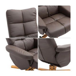 Ανακλινόμενη Πολυθρόνα με Υποπόδιο 80 x 99 x 86 cm Χρώματος Καφέ Σκ...