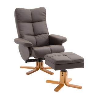 Ανακλινόμενη Πολυθρόνα με Υποπόδιο 80 x 99 x 86 cm Χρώματος Καφέ Σκ...