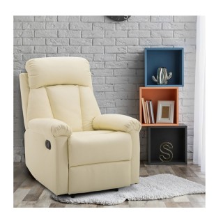 Ανακλινόμενη Πολυθρόνα με Υποπόδιο 80 x 97 x 107 cm Χρώματος Λευκό ...