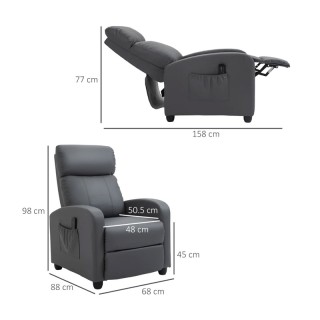 Ανακλινόμενη Πολυθρόνα Μασάζ 68 x 88 x 98 cm HOMCOM 700-143V90GY