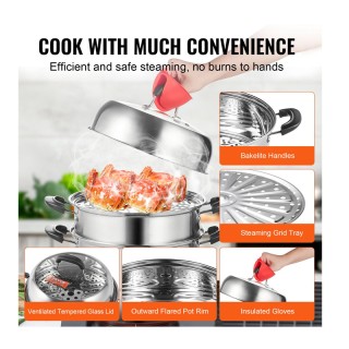 Ανοξείδωτη Κατσαρόλα Ατμού 3 Επιπέδων 28 cm VEVOR SCZG28CM0000NDJSGV0 Ανοξείδωτη Κατσαρόλα Ατμού 3 Επιπέδων 28 cm VEVOR SCZG28CM0000NDJSGV0