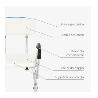 Αντιολισθητική Καρέκλα Μπάνιου με Ρυθμιζόμενο Ύψος HOMCOM 72-0007 Αντιολισθητική Καρέκλα Μπάνιου με Ρυθμιζόμενο Ύψος HOMCOM 72-0007