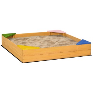 Outsunny Παιδικό Sandbox 4θέσιο Fir Wood με σχέδιο χωρίς πάτο, 109x...