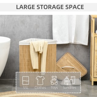 Καλάθι ρούχων HOMCOM με Τριγωνικό Καπάκι σε Μπαμπού και Ύφασμα, 38x... Καλάθι ρούχων HOMCOM με Τριγωνικό Καπάκι σε Μπαμπού και Ύφασμα, 38x...