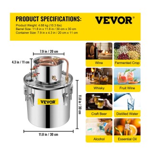 Αποστακτήρας Αλκοόλ από Ανοξείδωτο Ατσάλι 19 Lt VEVOR ZLSJ5GALZLQ00... Αποστακτήρας Αλκοόλ από Ανοξείδωτο Ατσάλι 19 Lt VEVOR ZLSJ5GALZLQ00...