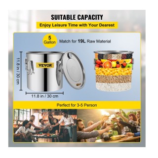 Αποστακτήρας Αλκοόλ από Ανοξείδωτο Ατσάλι 19 Lt VEVOR ZLSJ5GALZLQ00...
