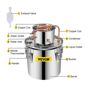 Αποστακτήρας Αλκοόλ από Ανοξείδωτο Ατσάλι 19 Lt VEVOR ZLSJ5GALZLQ00...