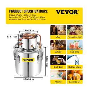 Αποστακτήρας Αλκοόλ από Ανοξείδωτο Ατσάλι 50 Lt με Αντλία Νερού VEV...