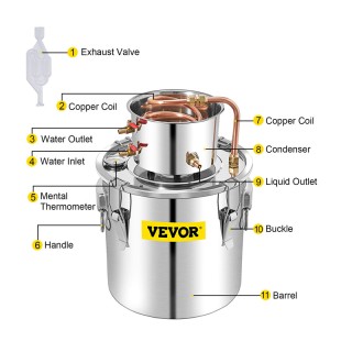 Αποστακτήρας Αλκοόλ από Ανοξείδωτο Ατσάλι 50 Lt με Αντλία Νερού VEV...