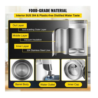 Αποστακτήρας Νερού 1.3 Lt/H με Δοχείο 4 Lt 750 W VEVOR HR-1ZLSJ0000...