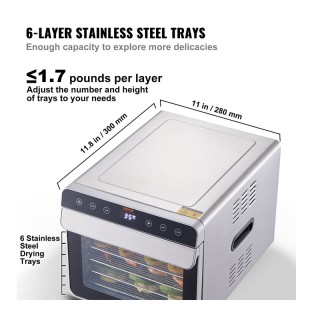 Αποξηραντής Τροφίμων με 6 Ράφια 700 W VEVOR SPFG60548700WJZC7V2