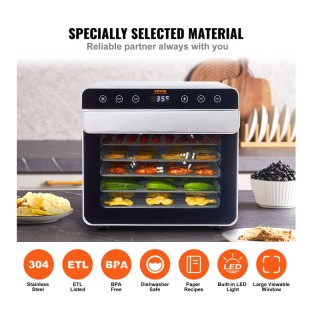 Αποξηραντής Τροφίμων με 6 Ράφια 700 W VEVOR SPFG60548700WJZC7V2