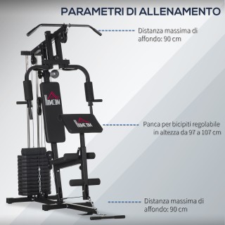 HOMCOM Fitness Station με γεμισμένο κάθισμα και πλάτη, σε ατσάλι κα...
