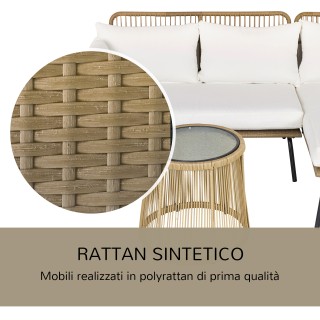 Outsunny Σετ 3 τεμαχίων Διθέσιος καναπές σεζλόνγκ και τραπεζάκι σαλ...